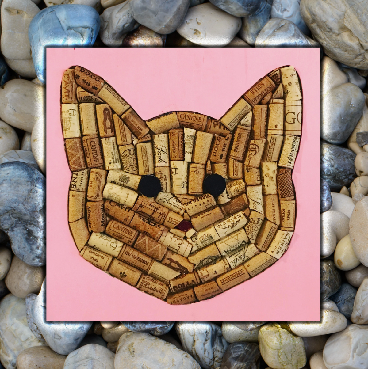 Handmade Cork Cat Plaque
